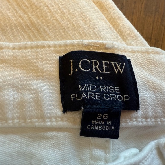 J. crew mid-rise flare crop white woman’s jeans Raw hem Sz 26 Excellent cond. - Picture 3 of 4